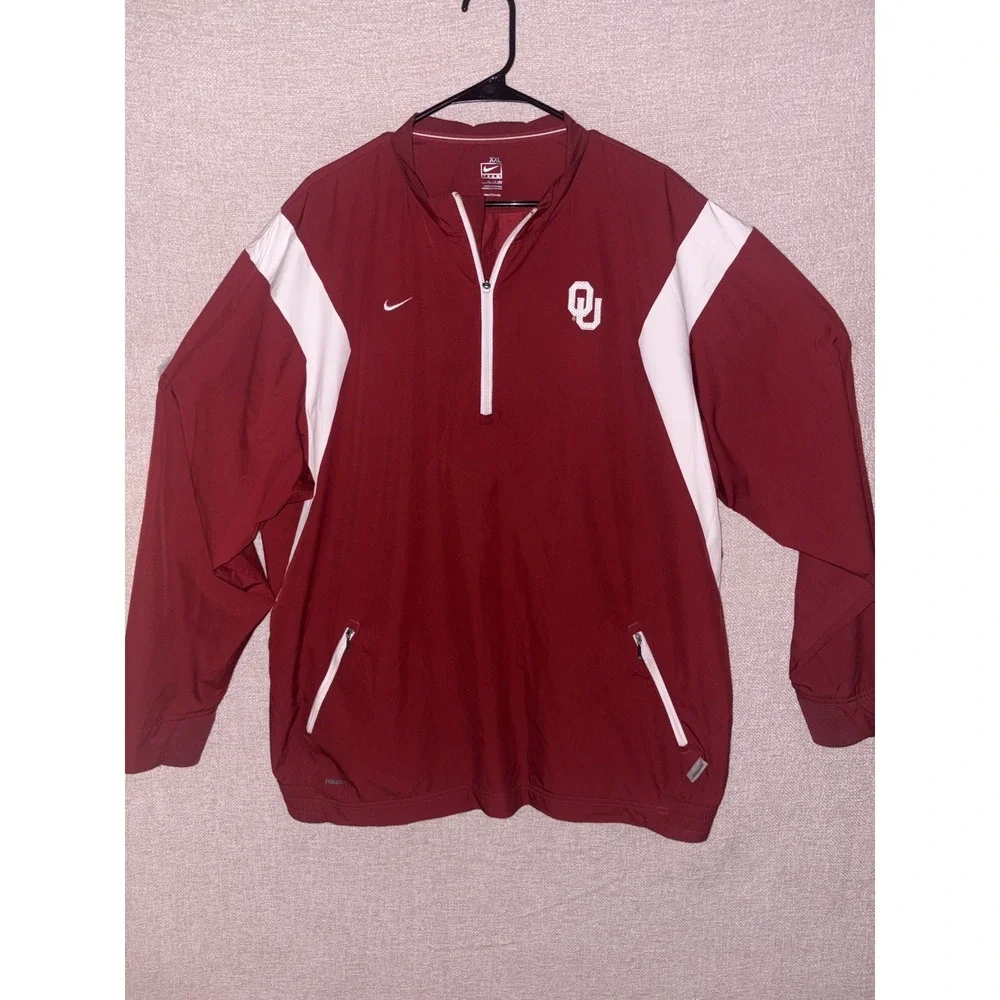 Crimson Red Nike Fit Storm OU Oklahoma Sooners Pullover Jacket Men's XXL Large